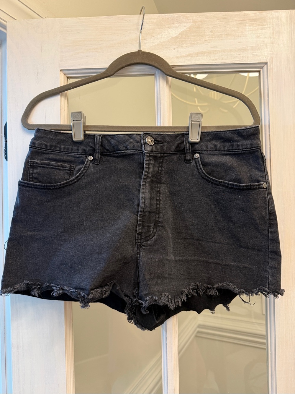 Rewash Black Frayed Hem Denim Shorts